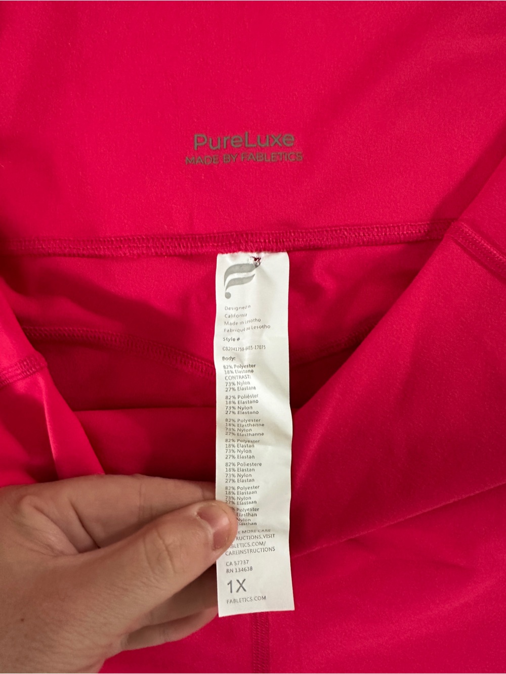 Fabletics Hot Pink High-Rise Cropped Leggings- Plus Size 1X Like New - Picture 4 of 4